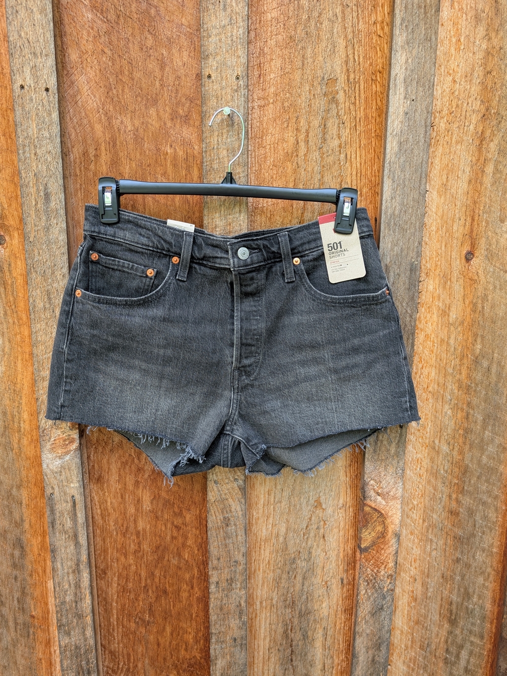 Levi's Black Washed 501 Cutoff Jean Shorts